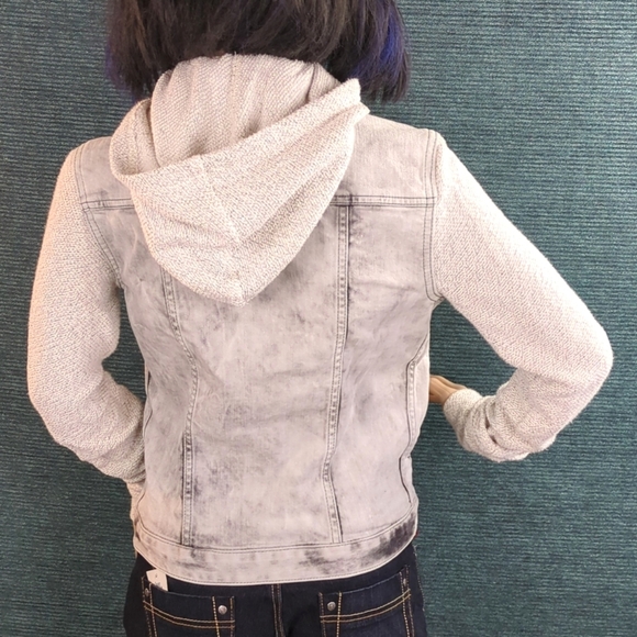 Express Gray Denim Hoodie Jacket/Sweater Please Read Description! - Picture 6 of 11